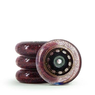 Imagem de 4 Rodas Para Patins Sakurai 80mm 83a Glitter Vermelha + Abec9 - Munchi