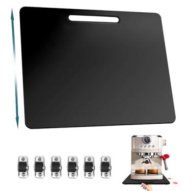 Imagem de Deslizador de eletrodomésticos de bambu, bandeja deslizante elegante para cafeteira e utensílios de cozinha pesados, bandeja de enrolar com rodas de borracha, tapete de bancada desliza facilmente sob