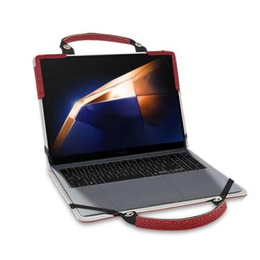 Imagem de Capa de laptop para Samsung Galaxy Book5 Pro 360 NP960QHA NP960QHA-KG1US/Galaxy Book 5 Pro 16 NP960XHA com bolsa portátil com alça de bolsa, vermelha