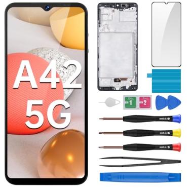 Imagem de BESJMYT Substituição de tela AMOLED para Samsung Galaxy A42 5G com moldura OLED Display Touch Digitalizador, montagem completa, vidro fixo com kit de ferramentas de reparo SM-A426U SM-A426U1