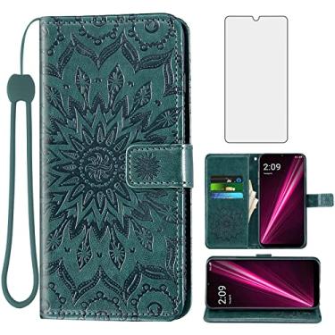 Imagem de Capa de telefone para T-Mobile Revvl 6 5G 2022 carteira com protetor de tela de vidro temperado capa flip fina suporte para cartão Tmobile Revvl6 Revel Tmo Revell Rebel 65G TCL Revll6 TMAF025G verde