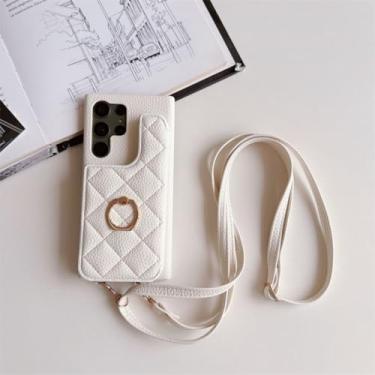 Imagem de MVVKKY Capa tipo carteira transversal com porta-cartões para Galaxy A54 5G (para Galaxy A54 5G/branco)