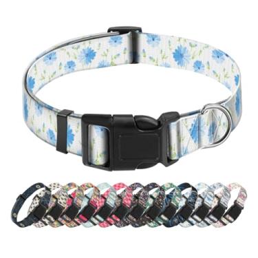 Imagem de SXboxing Coleira para cães, coleira fofa para cães pequenos, médios e grandes, coleiras macias personalizadas para animais de estimação com fivela de liberação rápida para caminhada, corrida, flores