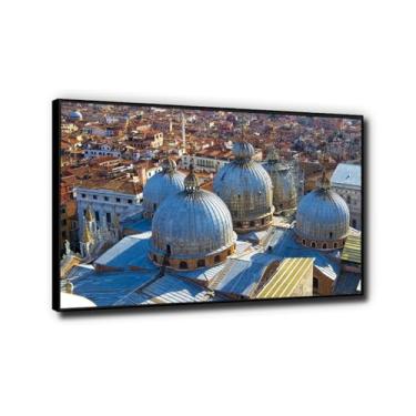 Imagem de Pintura panorâmica em tela Veneza, Itália, arquitetura, natureza, impressão em tela, emoldurada, paisagem urbana, arte de parede para decoração de casa, imagem 30 x 45 cm, moldura preta