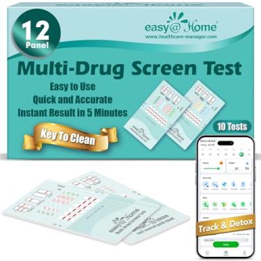 Imagem de Easy@Home Kits De Teste Instantâneo De Drogas Com 12 Painéis - Teste De Maconha (Thc), Coc, Opi 2000, Amp, Bar, Bzo, Mdma, Met/Mamp, Mtd, Oxy, Pcp, Ppx-Urine Dip Drug Testing -#Edoap-1124-10 Pack