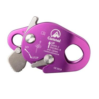 Imagem de Profissional Rope Grab Montanhismo Escalada Dispositivo Sturdy Aviation Aluminium Survival Tool para Escalada Outdoor Development Trabalho Aéreo (Roxo)