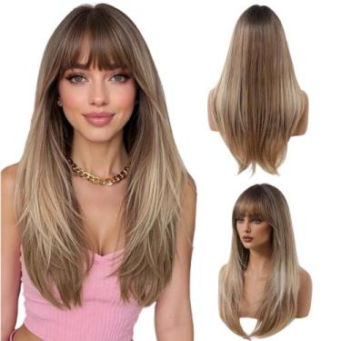 Imagem de Wig 65cm Ombre Loira Peruca Lisa com Franja Natural - Maya Hair