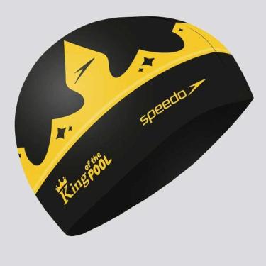 Imagem de Touca de Natação Speedo Kingdom Infantil Preta e Amarela, Único