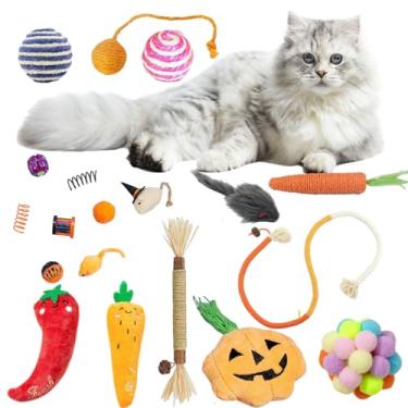 Imagem de Bskllrgo Conjunto de brinquedos interativos para gatos com mola helicoidal para uso interno, 19 peças (médio)