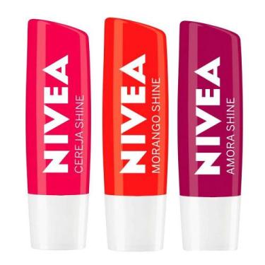 Imagem de NIVEA Hidratante Labial Shine Kit com 3 unidades, Kit