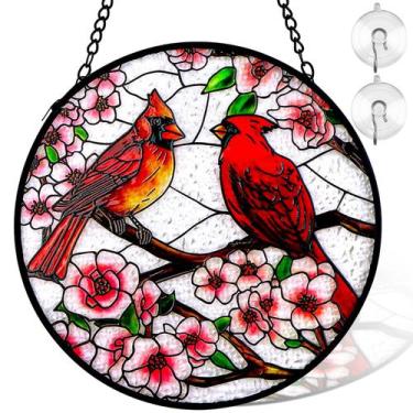 Imagem de Janela de vitral suspensa REMIAWY Cardinal 15cm Sun Catcher