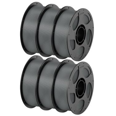 Imagem de ANYCUBIC Pacote de filamento PETG de 1,75 mm, filamento de impressora 3D, precisão dimensional +/- 0,02 mm, resistência excepcional, carretel reutilizável de 1 kg, textura cinza de 6 kg