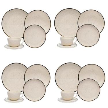 Imagem de Aparelho de jantar completo oxford brisa 20 peças, Bege e Marrom
