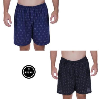 Imagem de Kit 2 Samba Canção Estampada -c4 KIT 2 SAMBA CANÇÃO PRETO MARINHO - BE