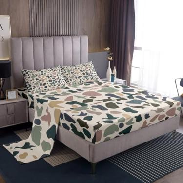 Imagem de Erosebridal Jogo de lençol casal, caçador de pato, vintage, pato-real selvagem, decoração de quarto de crianças, meninos e crianças, camuflagem, exército, caça rústica, lençol com elástico para todas