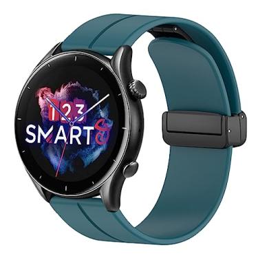 Imagem de Pulseira de Silicone magnética marca 123smart compativel com Gtr 3 A1971 Gtr 3 Pro A2040 GTR 4 A2166 Stratos 3 A1929 GTR 2 2S A1952 GTR 2 New Version GTR 47mm A1902 Gear 2 R380 R381 - Azul Petroleo