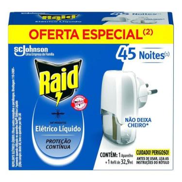 Imagem de Inseticida Elétrico Líquido 45 Noites Raid 1 Unidade - Sc Johnson, 32,