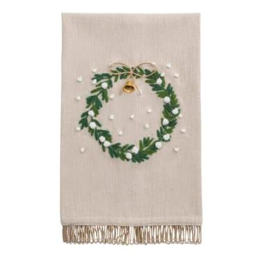 Imagem de Mud Pie Guirlanda de Natal branca toalha bordada de Natal