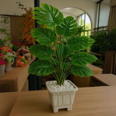 Imagem de Planta Costela Adão Artificial Vaso 18 Folhas Realistas Decoração Mode