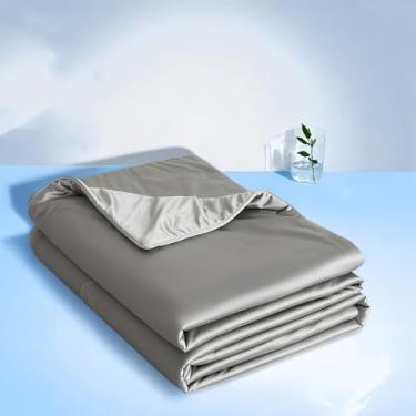 Imagem de HAILYUWL Conjunto de edredom refrescante, luxuoso macio e sedoso para dormir quente e suar à noite, com um edredom de verão suave e sedoso com duas fronhas incluídas (cinza, solteiro)