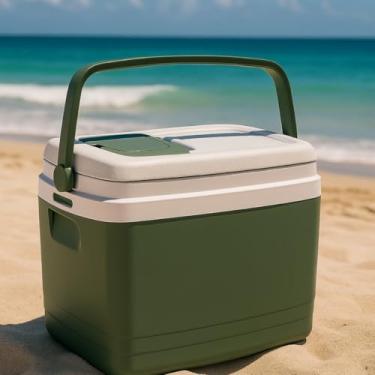 Imagem de Caixa Térmica 32L Livre de BPA Alça Reforçada Tampa de Fácil Abertura Plástico Resistente para Viagens (Verde)