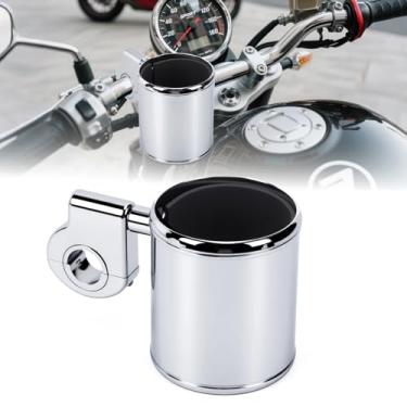 Imagem de Suporte de copo de guidão de motocicleta suporte de garrafa de água cromado ajustável universal para ATV 22-32 mm alça