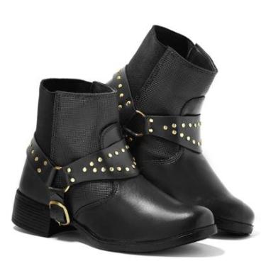 Imagem de Bota Feminina Casual Salto Grosso Confortável Bico Redondo Macio Preto Marrom-Feminino