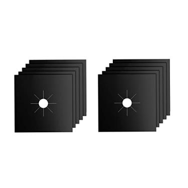 Imagem de Yctze Tampa do Fogão da Faixa de Gás 10pcs - 0,2 Mm de Espessura, Impermeável e Reutilizável Protetor de Fibra de Vidro Resistente Ao Calor Almofadas para Fogões a Gás (Preto)