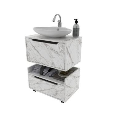 Imagem de Conjunto de Banheiro com Balcão Gabinete Suspenso com 1 Porta e Balcão