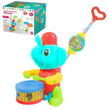 Imagem de Elefante baby de empurrar com som + luz e cabo colors a pilha 50x50cm 