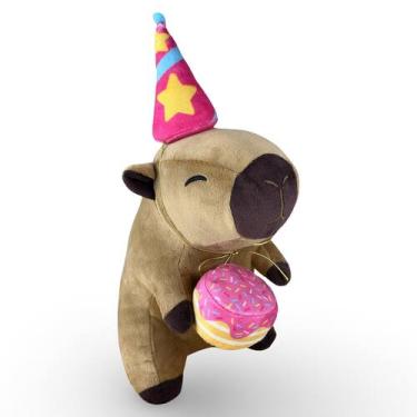 Imagem de Capivara Bichinho de Pelúcia 20cm Toybrink Comemorativa Aniversário