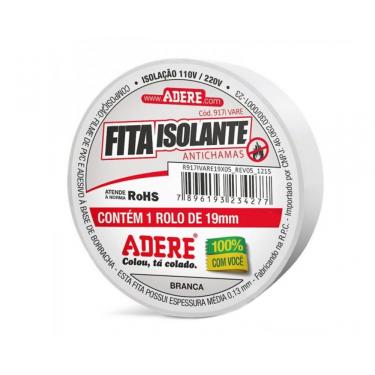 Imagem de Fita Isolante Adere Colorida 19Mmx05M Branca c/6pcs
