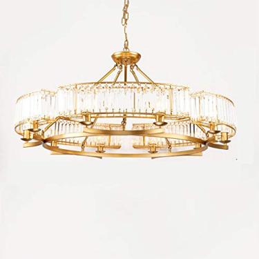 Imagem de RAUGAJ Lustres, Lustre, Lustre de Cristal Redondo de Luxo Vintage Redondo Cristal Pendurado Lâmpada Moderna Luz de Teto de Cristal Americano para Sala de Estar Sala de Jantar Quarto Luminária de Teto