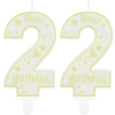 Imagem de Hongplus Velas de aniversário para festa de feiticeiro mágico, número 22, enfeite de bolo, tema escolar, feliz aniversário de 22 anos, decorações de bolo para meninos, meninas, crianças, lembrancinhas