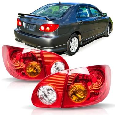 Imagem de Conjunto de luzes traseiras compatível com Toyota Corolla Red Altezza 2003-2008, lâmpada de freio traseira, 4 peças externas + internas, esquerda + direita
