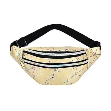 Imagem de Bolsa de cintura – Bolsa tiracolo de couro PU a laser, bolsa de peito casual ao ar livre, Dourado, Mochilas de cintura