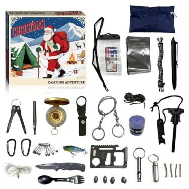 Imagem de Kit de sobrevivência calendário do advento para homens - ferramentas de sobrevivência calendário do advento para adolescentes adultos 24 dias contagem regressiva de Natal 2025 presentes surpresa para