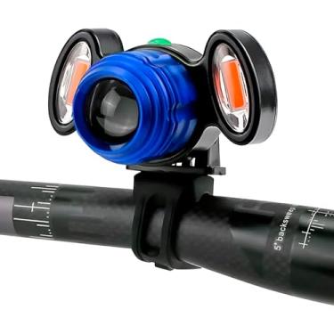Imagem de Lanterna LED para Bicicleta, Farol Recarregável USB, Azul, 300lm, 4 Modos de Iluminação, IP65, 5x7.5x5.5cm, Visibilidade 500m, Bateria com 4h de Duração