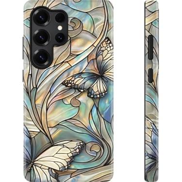 Imagem de Esdot Capa para Samsung Galaxy S24 Ultra - Compatível com carregamento sem fio - Silicone macio de camada dupla + capa rígida - Design de flores silvestres - Capa protetora de telefone para mulheres e
