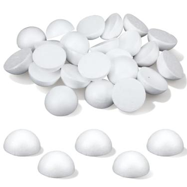 Imagem de LXUEJIE 24 bolas de meia espuma, bolas de espuma de 5 cm meia bola redonda de isopor bola de espuma branca para decoração de Natal, dia de Ação de Graças, projetos de artesanato doméstico DIY