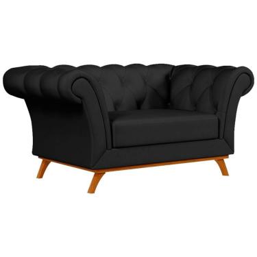 Imagem de Sofá 150cm 2 Lugares Base Madeira Império C-300 Veludo Preto - Domi