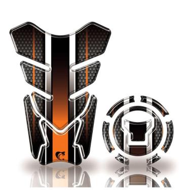 Imagem de Adesivo Protetor Tanque E Bocal Honda Acima 2018 Carbono Laranja