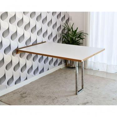 Imagem de Mesa Dobrável Retrátil De Parede Inox 140x89 Branco/noronha