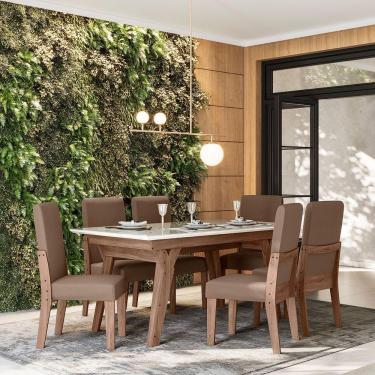 Imagem de Conjunto Sala De Jantar 1,56 Com 06 Cadeiras Amêndoa 73B
