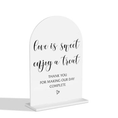 Imagem de Sinais de casamento Love Is Sweet para mesa de sobremesa decoração de mesa para casamento, noivado, chá de panela, cerimônia, recepção, evento, dia dos namorados, decoração de acrílico transparente