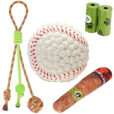 Imagem de WEEEIES Conjunto de 5 brinquedos interativos para cães, látex estridente, brinquedos de pelúcia e corda para cães pequenos e médios, brinquedos divertidos de mastigar para treinar, brincar e se