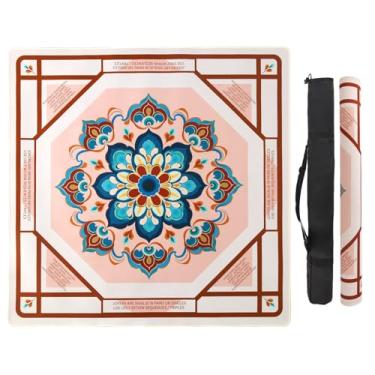 Imagem de Seeuagn 31.5" Square Mahjong Table Mat - Precision-Woven for Mahjong/Dominoes, Rubber Non-Slip, Water-Resistant, Foldable, Scratch-Resistant, Durable for Home & Outdoor (Baoxiang Flower)
