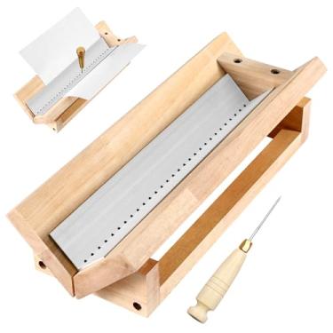 Imagem de Berço de perfuração para encadernação com guia de perfuração de alumínio, com furador de madeira, conjunto de ferramentas de perfuração de assinatura para kit de encadernação, para artesanato de