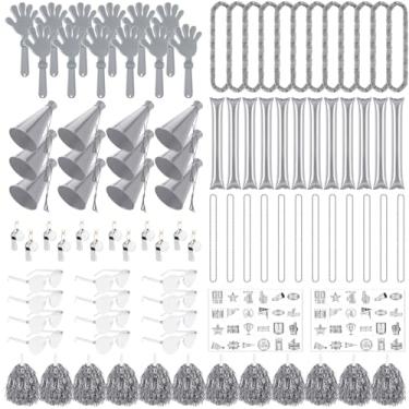 Imagem de Soulchen 360 peças prata cinza escola espírito de equipe acessórios a granel Team Spirit Day sortido vara de trovão apito apito de mão megafone torcida pompons óculos adesivo para esportes