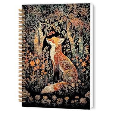 Imagem de TWRVI Caderno espiral de raposa da floresta encantada, caderno peculiar da floresta raposa pautado pela faculdade para material de escritório escolar, cadernos botânicos de animais 14 x 21 cm, 164